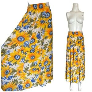 Vintage 90’s Tessuto Sunflower Floral Maxi Skirt Sz S